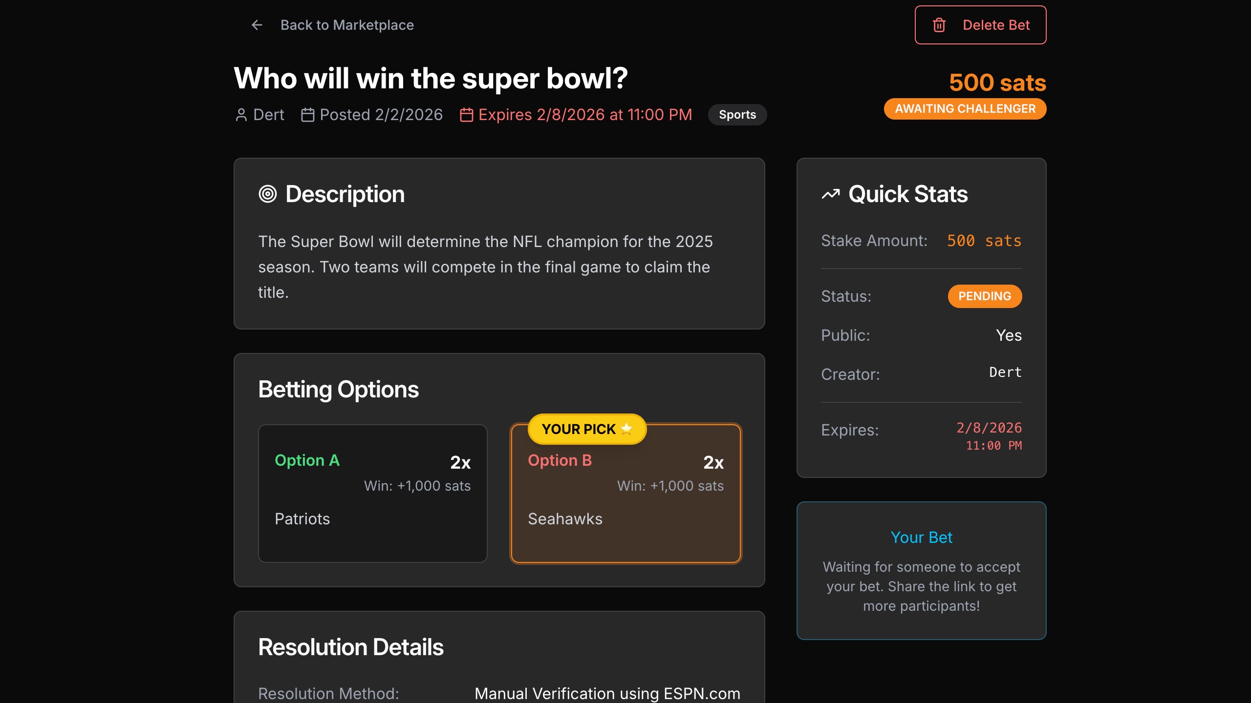 Bolts Bet — 3 of 3