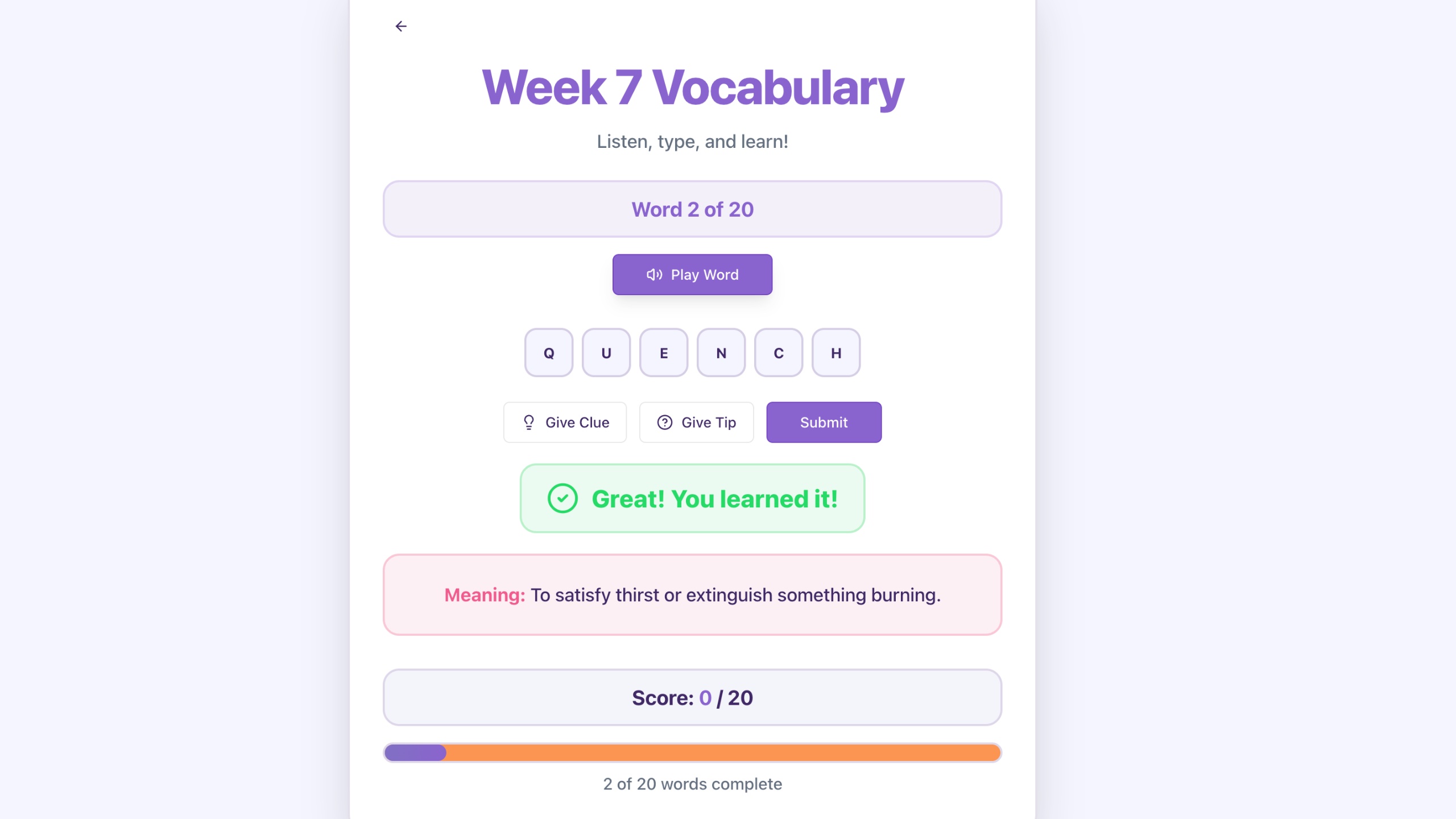 Spelling Words Quiz — 3 of 3