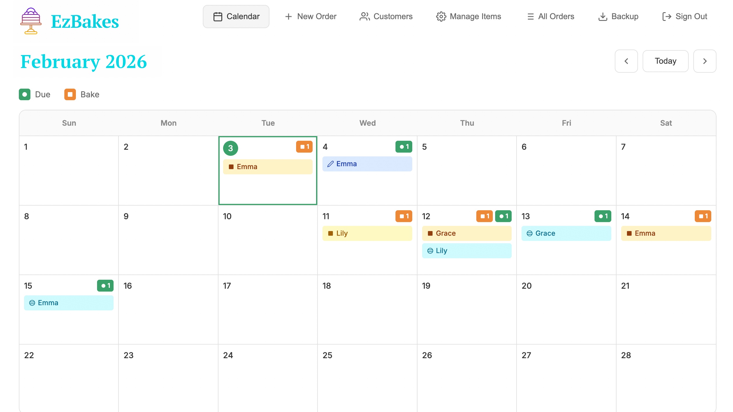 EzBakes Bakery Backend